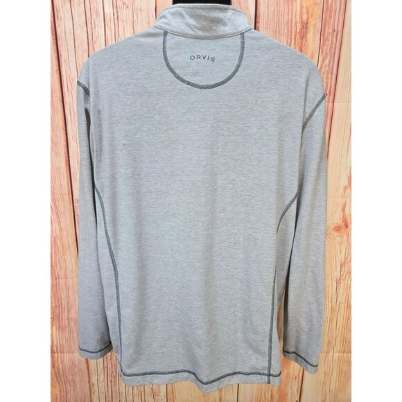 Orvis Mens Large Gray 1/4 Zip Pullover Shirt - Picture 2 of 8